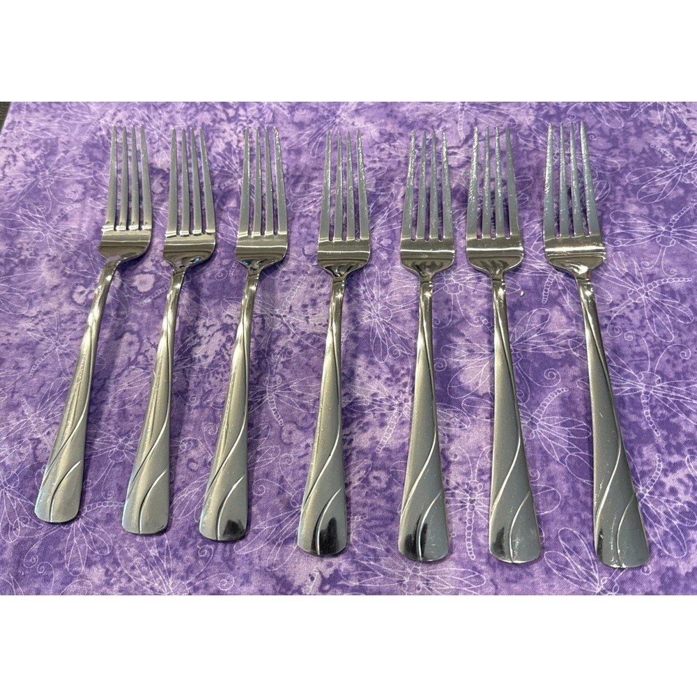 Oneida River Glossy Dinner Forks Fork Stainless Flatware Silverware Set Of 7